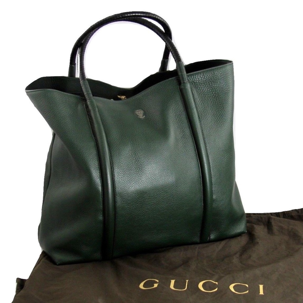 GUCCI Large Dark Green Shoulder Tote Handbag